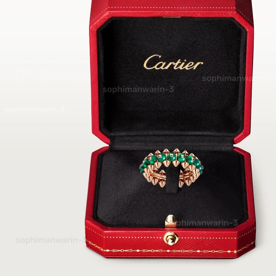 GIFT.Cartler.Rose Gold and Green Agate Clash de Ring size 8