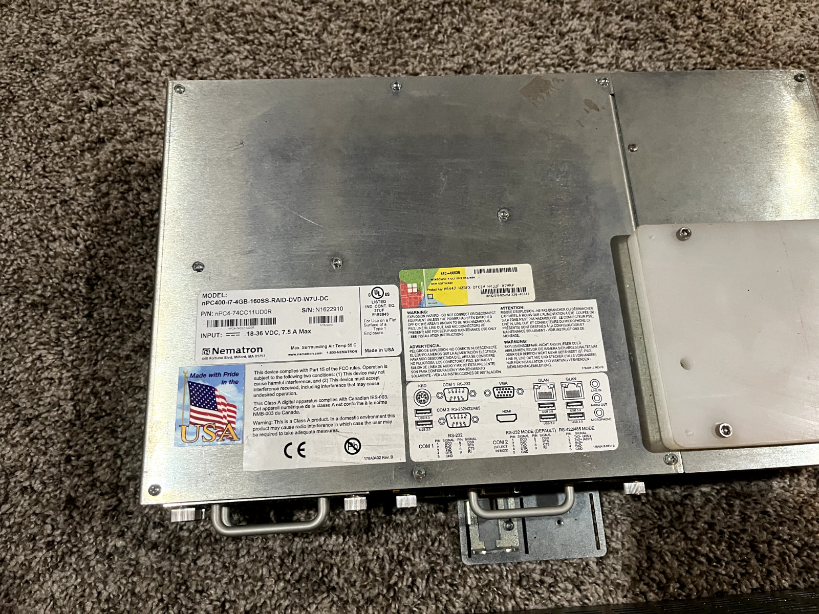 Lot of 3 Comark Nematron nPC400-i7-4GB-160SS-RAID-DVD-W7U Industrial Computer