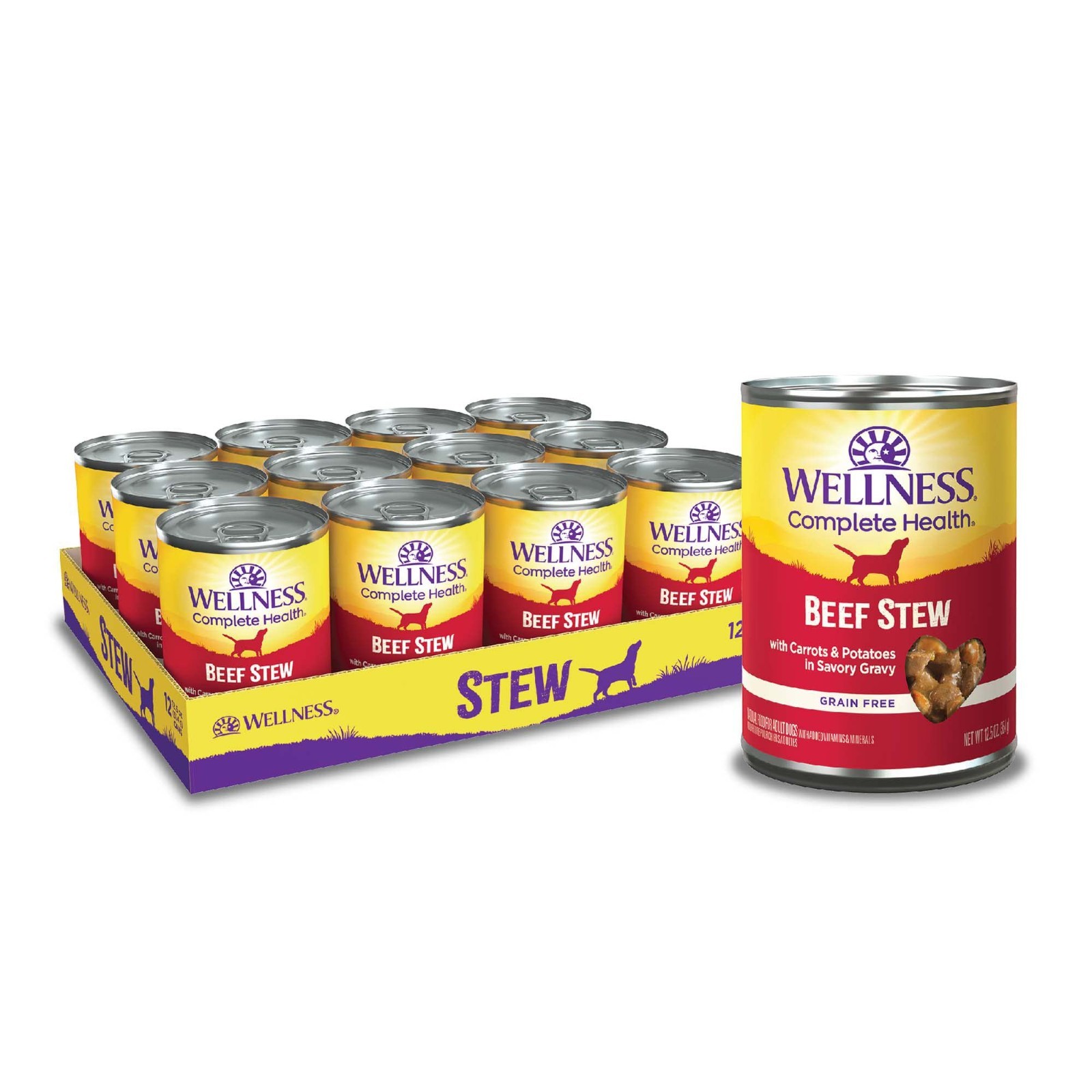 Wellness® Stews All Life Stage Wet Dog Food – Natural, Beef, 12.5 oz – 24 count