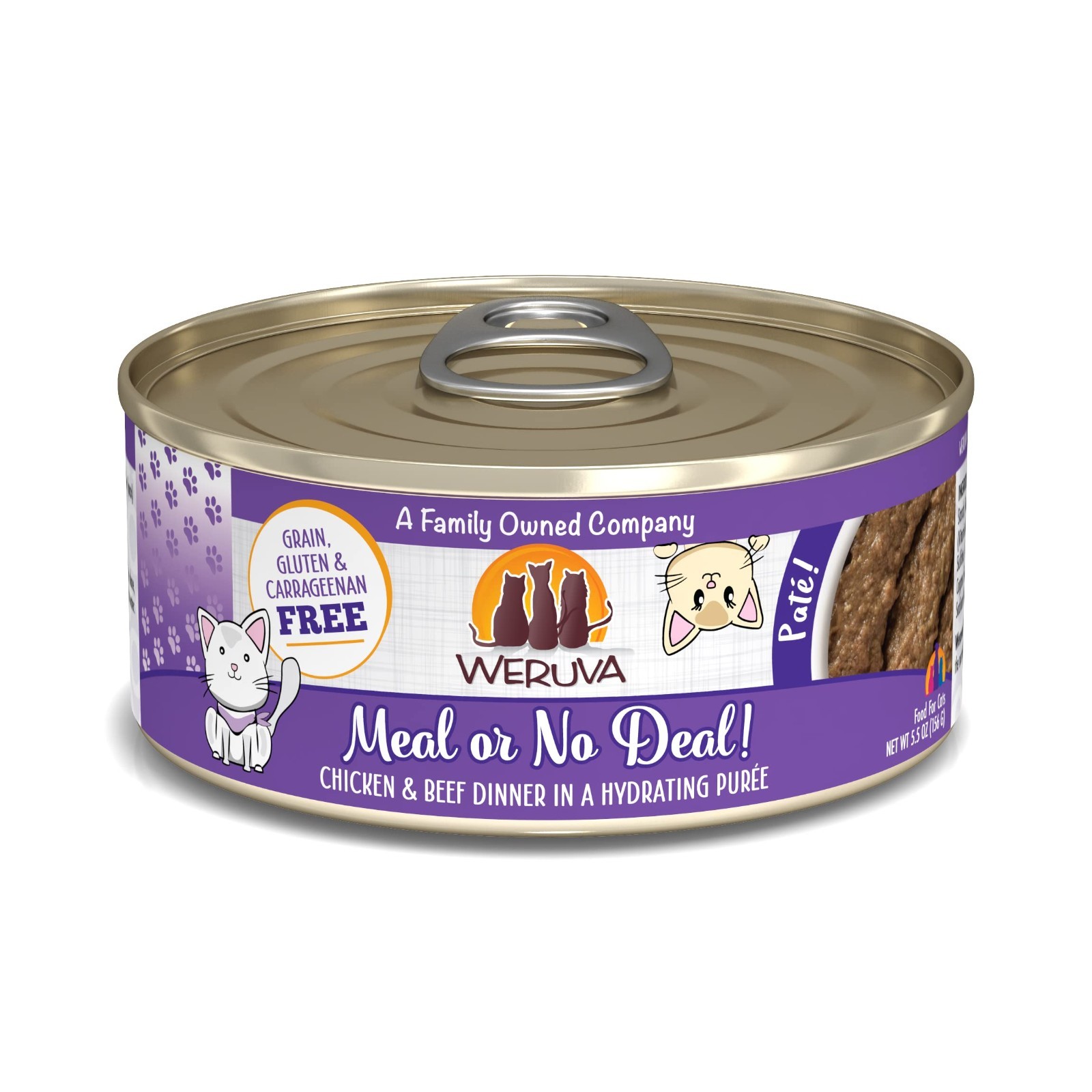 Weruva Wet Cat Food, Meal or No Deal with Chicken and Beef Pate, 5.5oz Can, 24ct