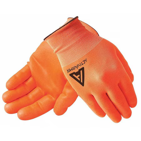 Ansell 97-012 Hi-Vis Coated Gloves, Nitrile, Smooth, Palm, 4 Abrasion Level,