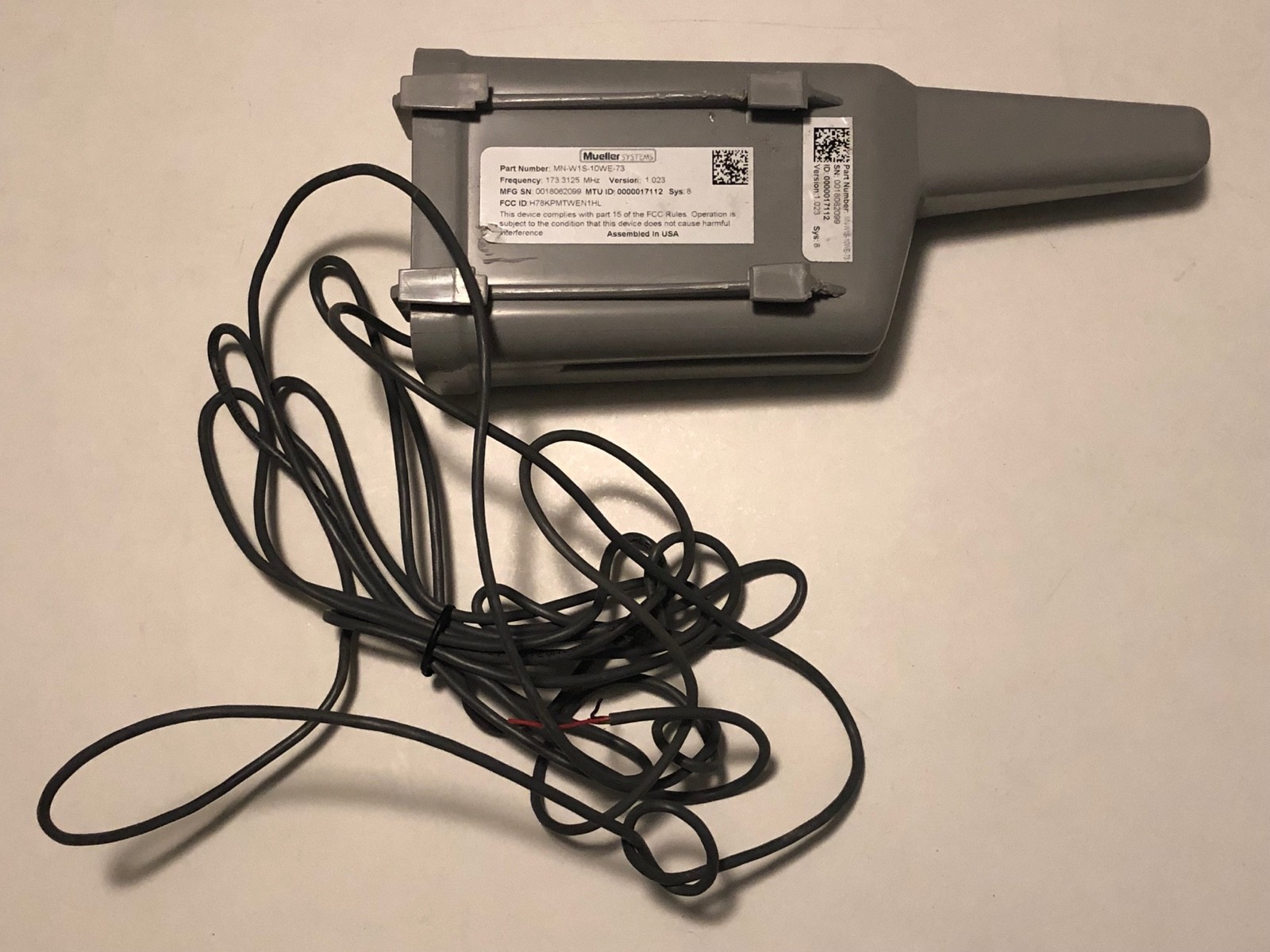 Mueller Systems # MN-W1S-10WE-73 Frequency 173.3125 MHz 1.023 17112