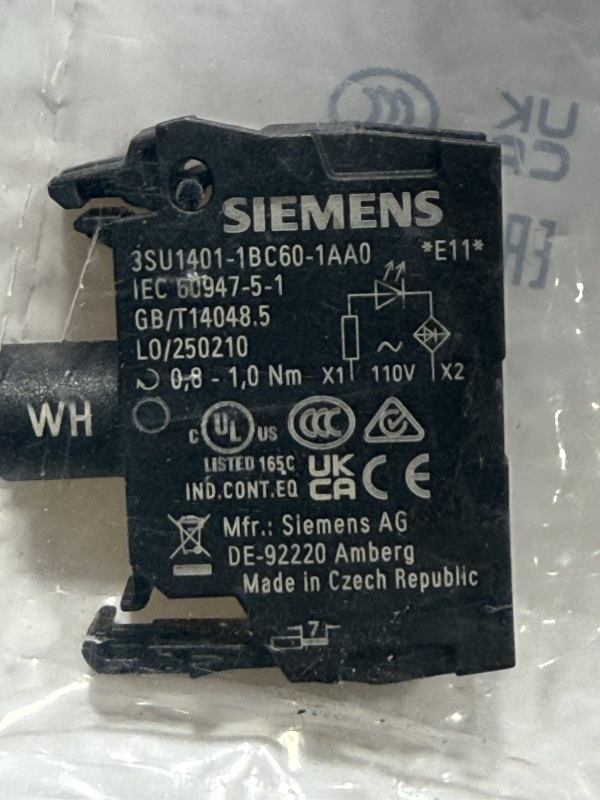 Siemens 3SU1401-1BC60-1AA0 Lamp Module New