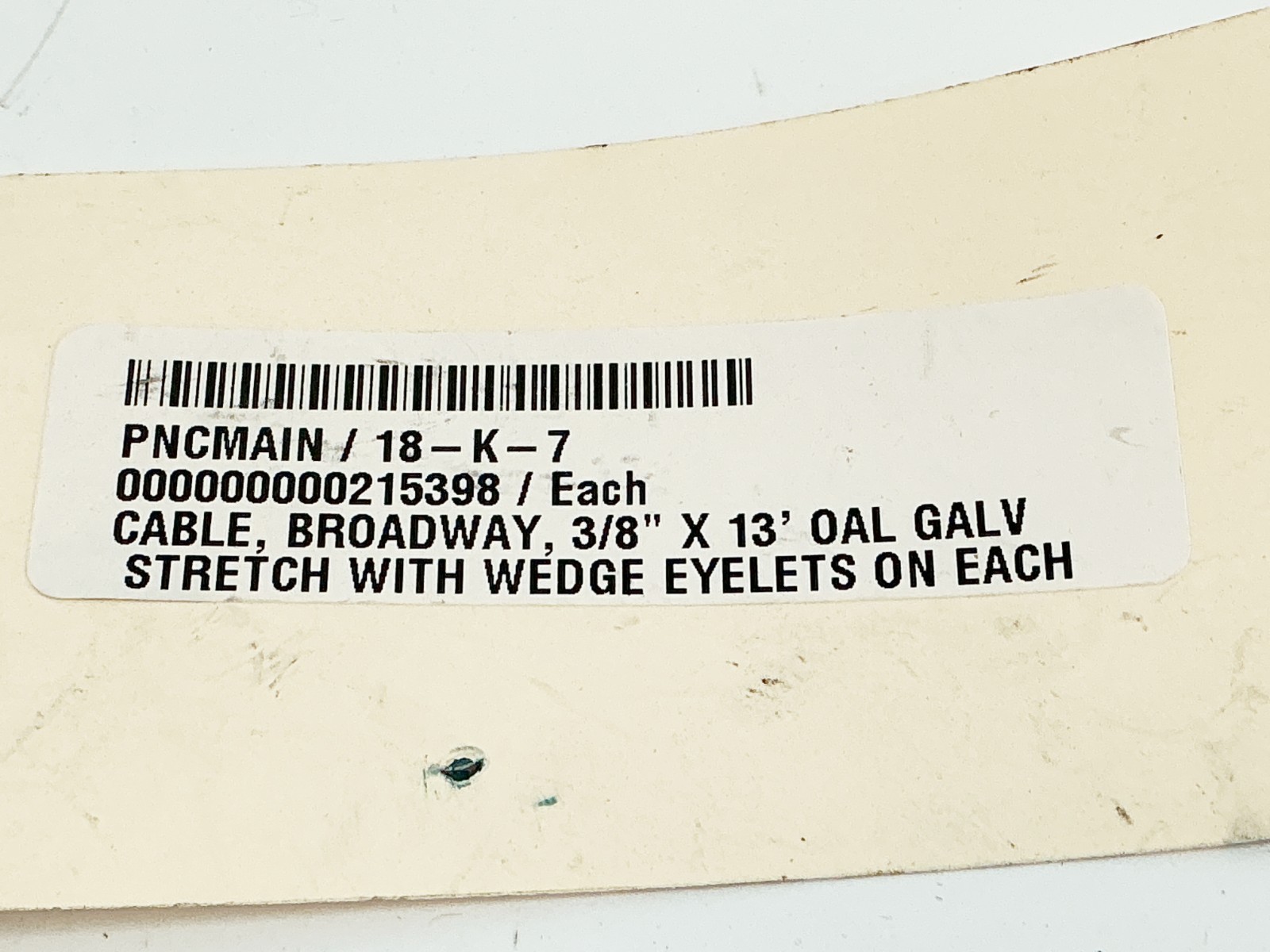 New Broadway Industrial Supply Stretch Cable With Wedge Eyelets 3/8″DIA 13′ Leng