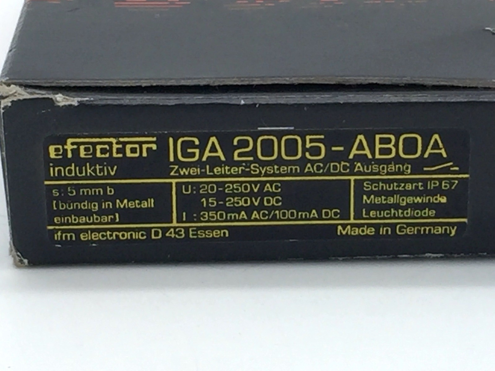 ifm Efector Electronic IGA 2005-ABOA Inductive Proximity Switch Sensor
