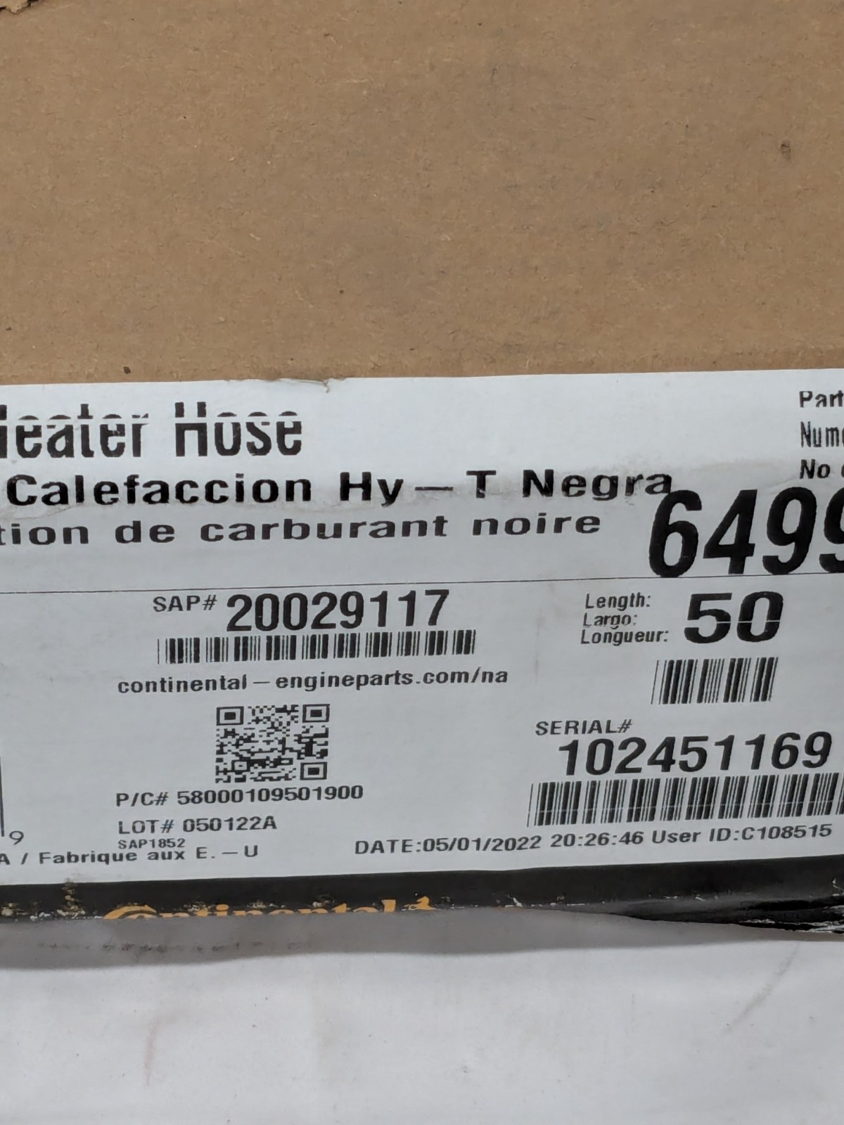Continental ContiTech 50 Ft. Long x 3/8″ Dia, Automotive Heater Hose 20029117