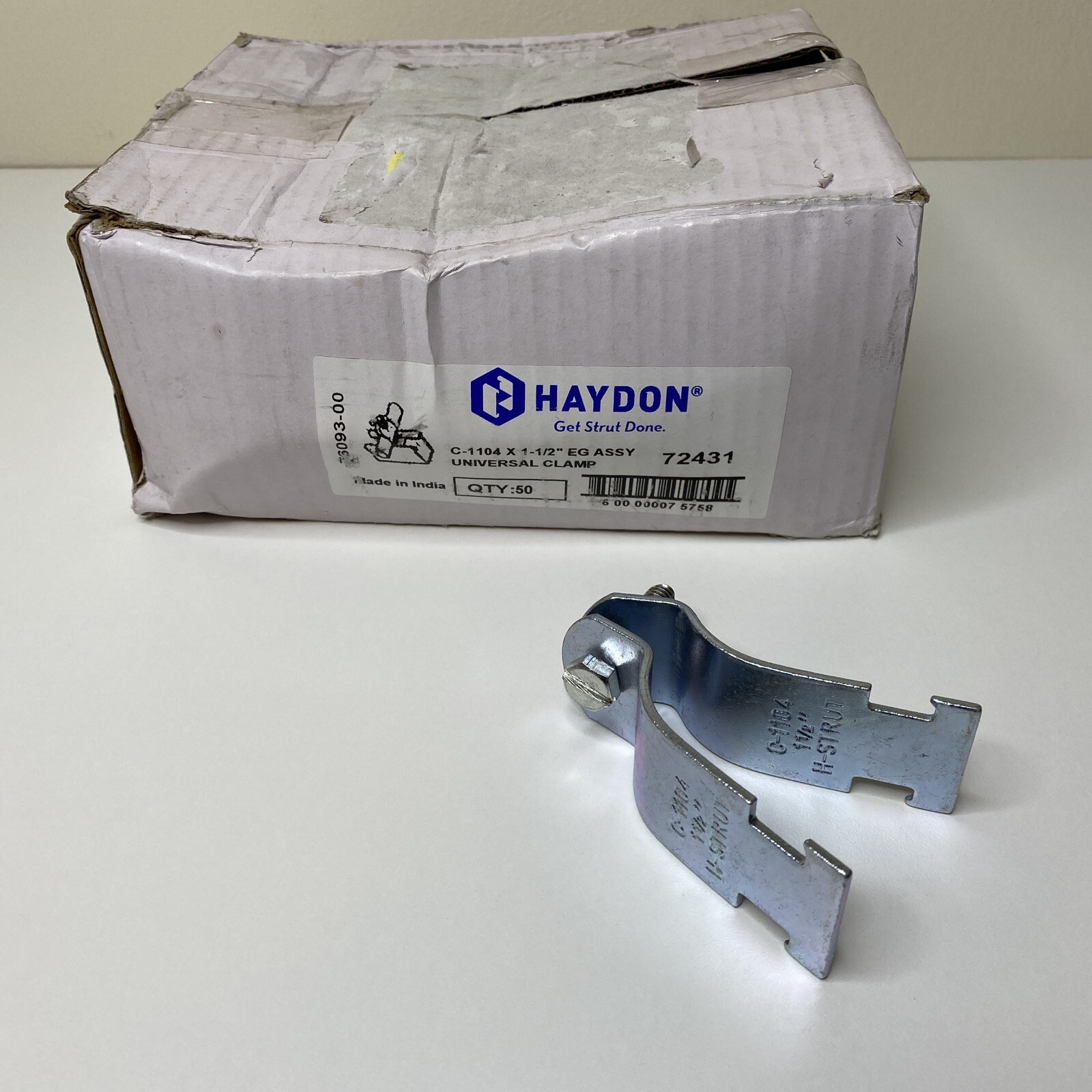 (BOX 50) HAYDON 72431 C-1104 X 1-1/2 inch EG ASSY Universal Clamp H-Strut NEW