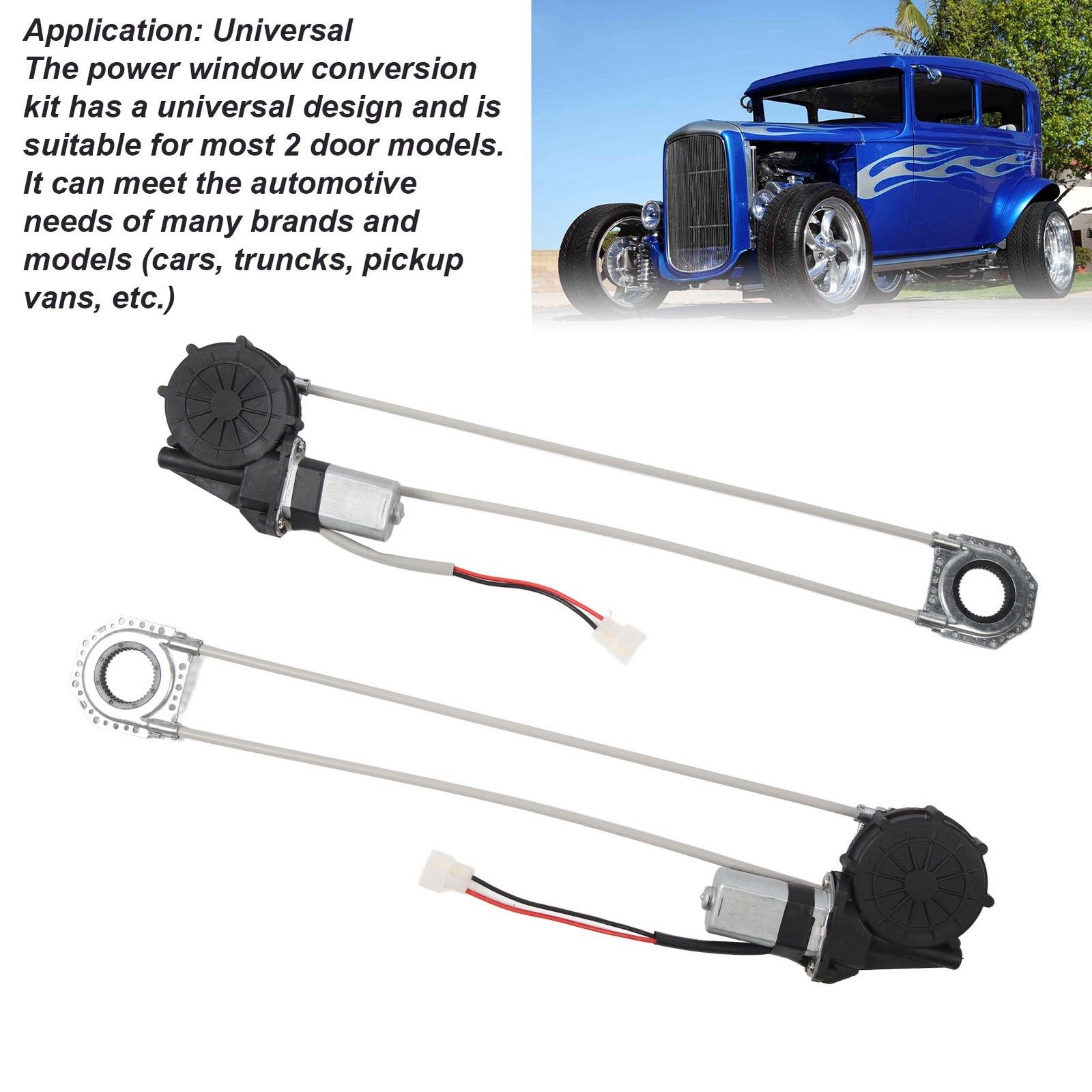 Universal Electric Power Window Conversion Kit For 2 Door Car Trunk Pickup