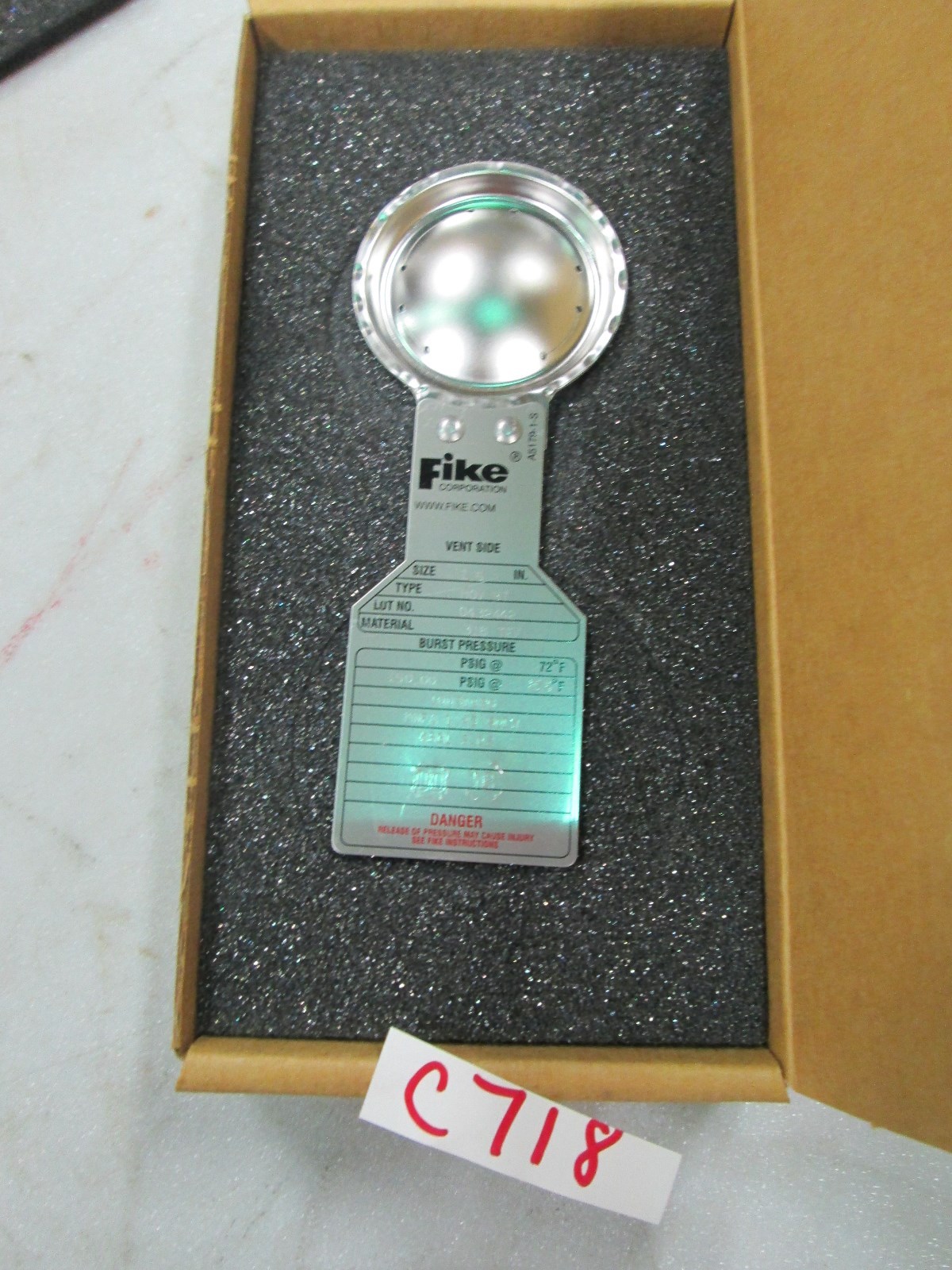 Fike 1.5″ Rupture Disc Lot# 0432442 150.00 PSIG @ 215F Type: HOV BT (NIB)