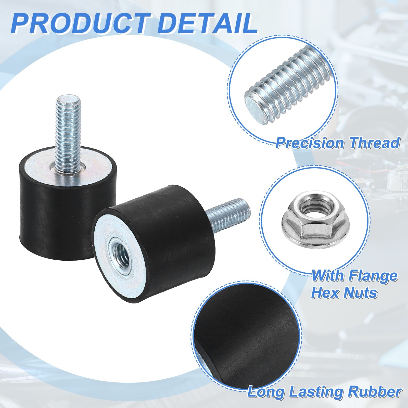 4Pcs M8x23mm Rubber Mounts 30x25mm(DxH) Rubber Shock Absorber Mount with Nuts