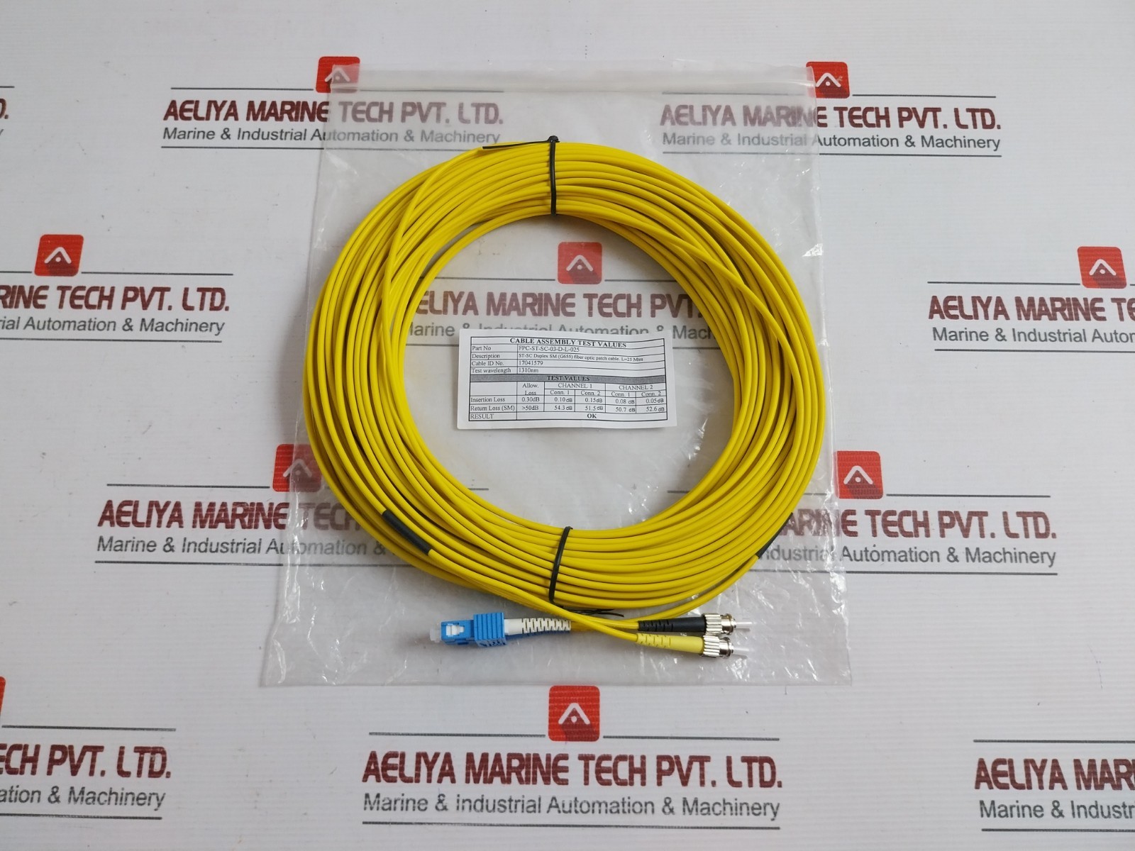 FPC-ST-SC-03-D-L-025 ST-SC Duplex Single Mode Fiber Optic Patch Cable 25M