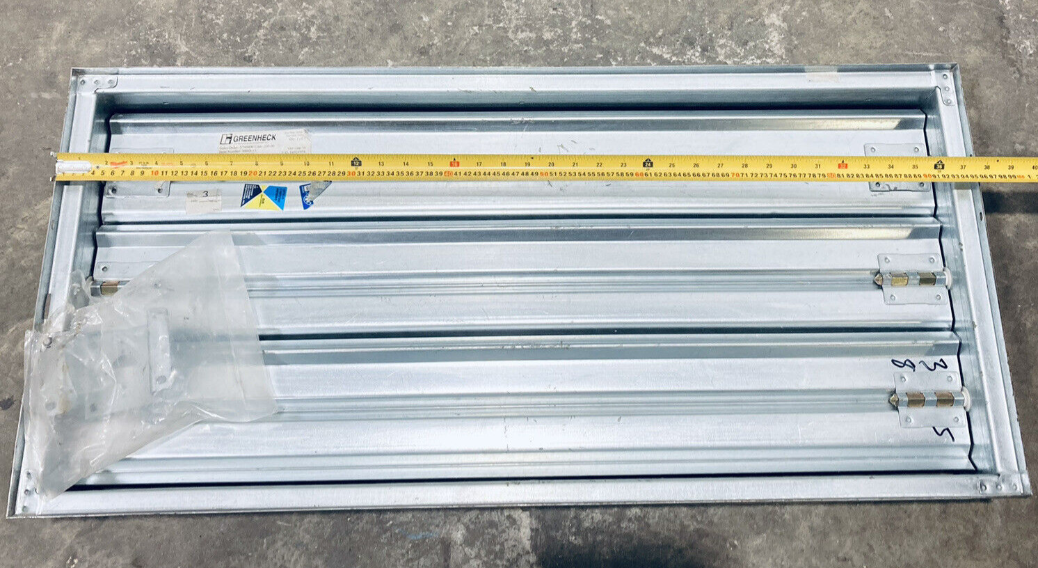 UNUSED GREENHECK MBD-15 GALVANIZED MANUAL BALANCING DAMPER 38″X18″ MULTI-BLADE