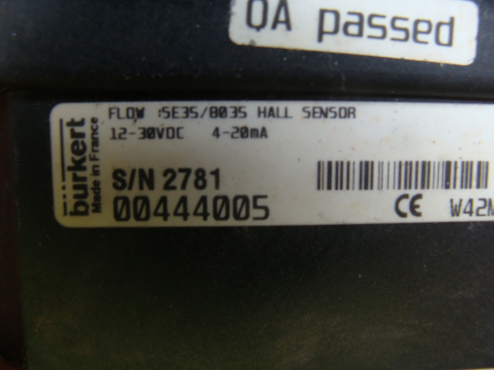 BURKERT FLOW CONTROL SENSOR 00444005 SE35/8035 HALL SENSOR 12-30VDC W/00552876