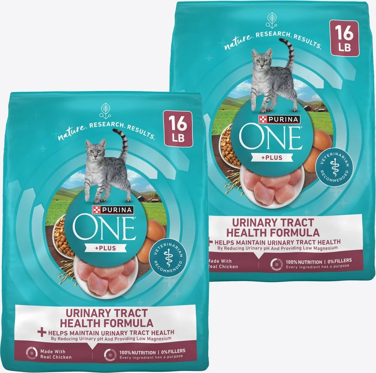 2 Pack Purina ONE +Plus Urinary Tract Health Formula Adult Dry Cat Food, 16 lb
