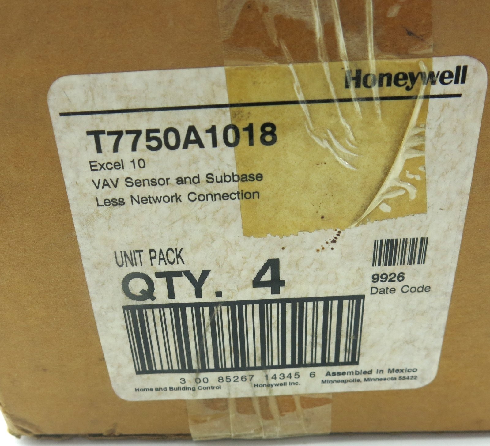 Box Of 4 Honeywell T7750A1018 Excel 10 VAV Sensor And Subbases New Old Stock