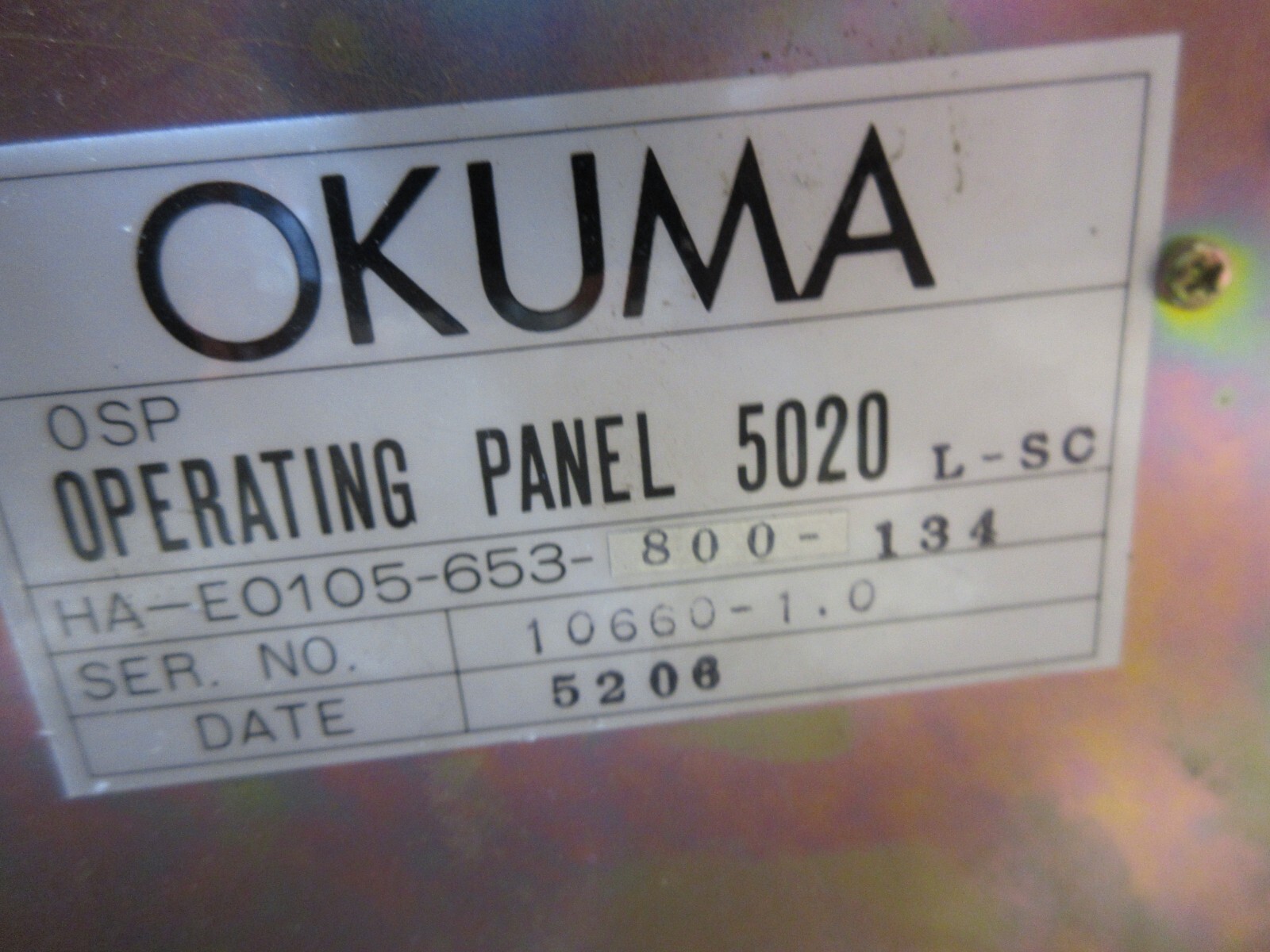 OKUMA CADET LNC8 CNC LATHE HA-E0105-653-800-134 OPERATING PANEL OSP5020L MONITOR