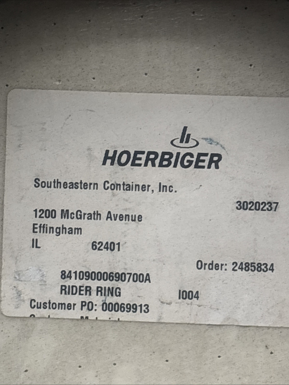 Hoerbiger 84109000690700A Rider Ring