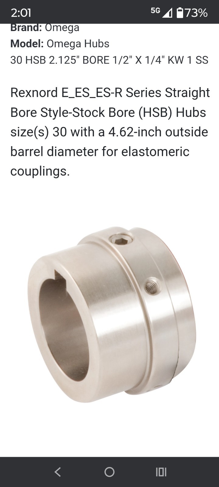 NEW REXNORD OMEGA 7300661 30 HSB 1.50″ BORE 3/8″ X 3/16″ KW 1 SS