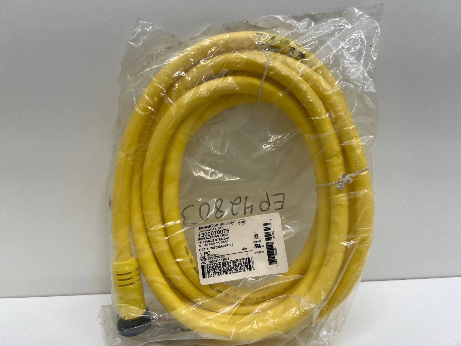 NEW OLD STOCK! BRAD CONNECTIVITY WOODHEAD 7P FEMALE CORDSET 207000A01F12