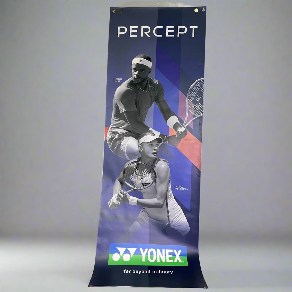 YONEX Hangable Percept Long Vinyl Banner Tiafoe & Yastremska 24″w x 6′