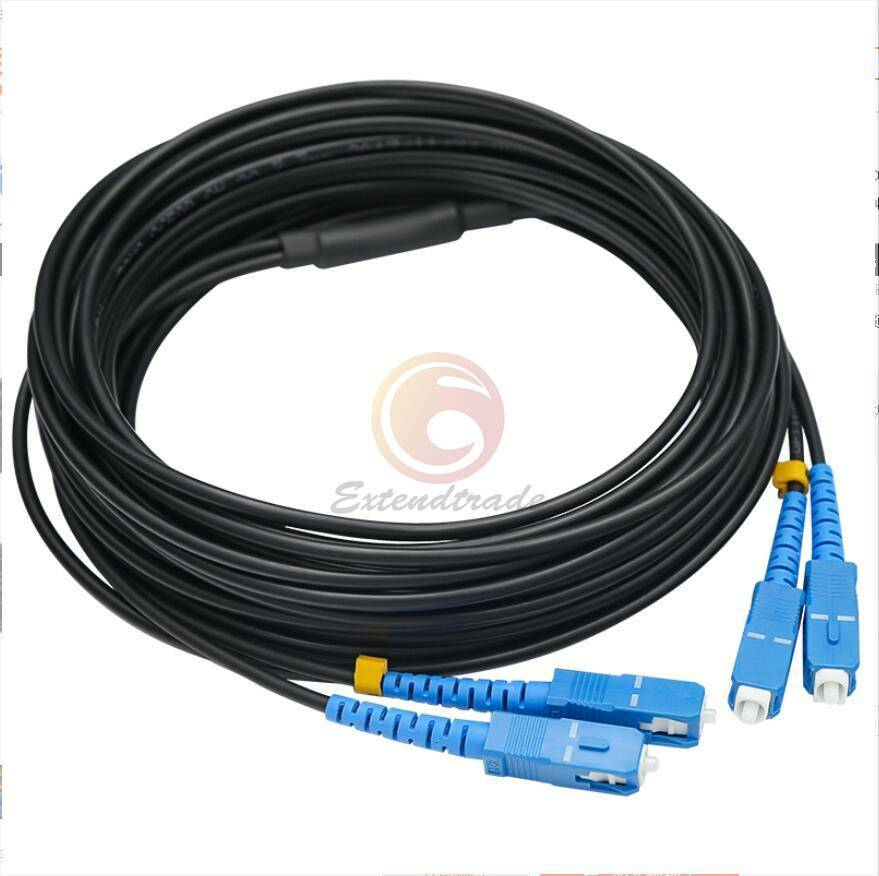 200M Black Armored Fiber Cable SC-SC UPC SM 9/125 Duplex Fiber Optic Patch Cord