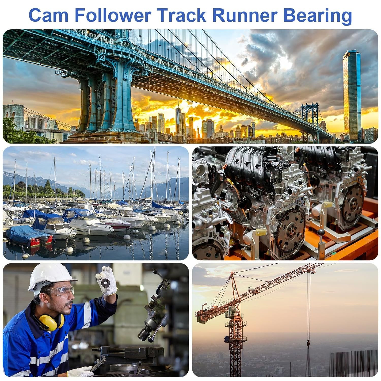 uxcell CF-1-1/2-SB CR24 Cam Follower Track Runner Bearings, Chrome Steel Roller