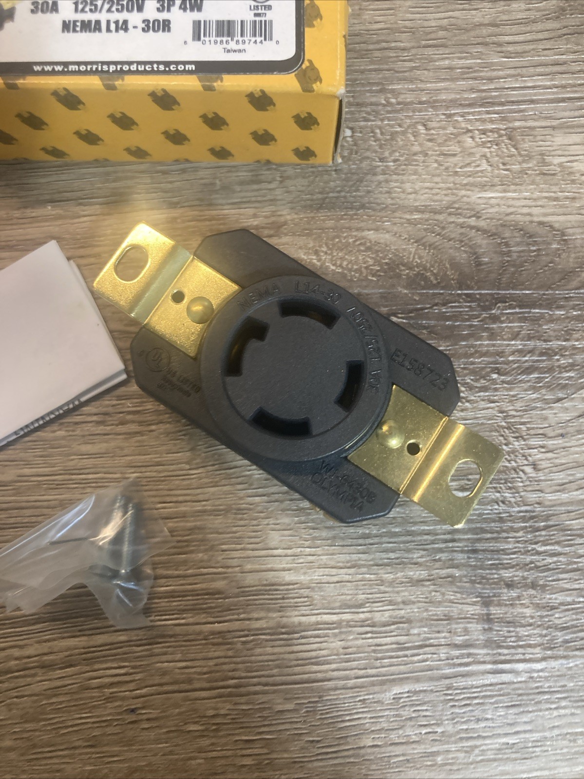 MORRIS 89744 FLUSH MOUNT RECEPTACLE 125/250V 30A 2P 3W NEMA L14-30R NEW