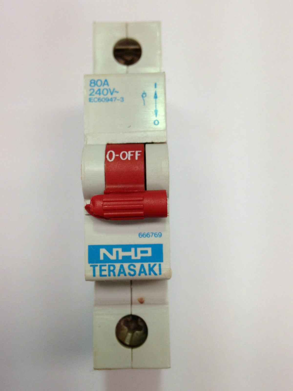 NHP TERASAKI EC60947-3 Isolating Isolator Switch 666769 1 Pole 240V 80A