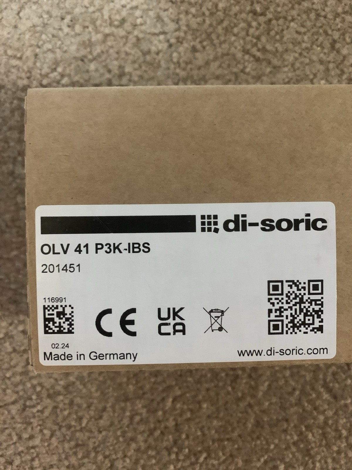 di-soric OLV 41 P3K-IBS AMPLIFIER and WRB 120 S-8,5-4,0 FIBER OPTIC CABLE