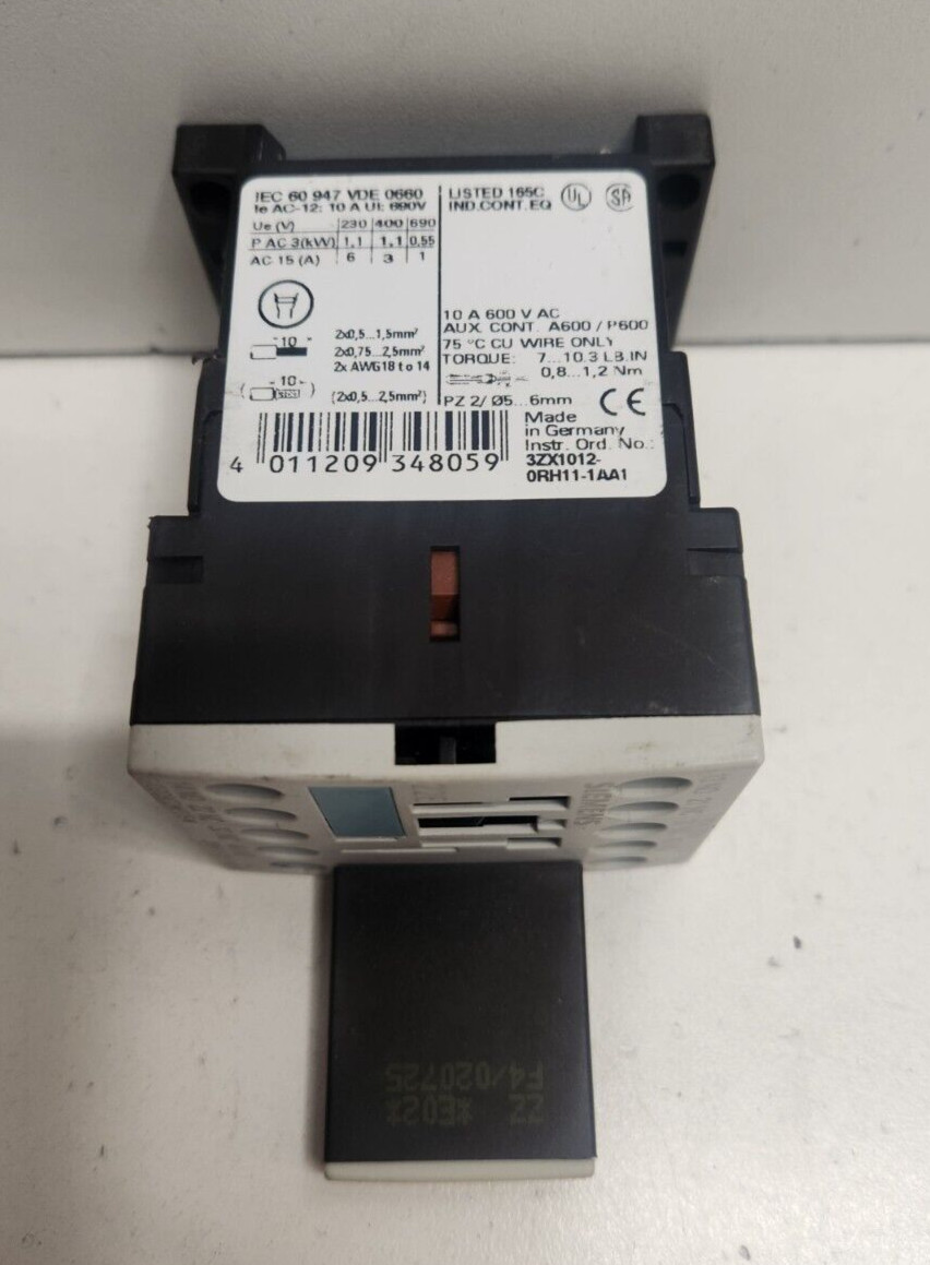 GUARANTEED! SIEMENS 2NO/2NC 120V CONTACTOR RELAY W/ SUPPRESSOR 3RH1122-1AK60