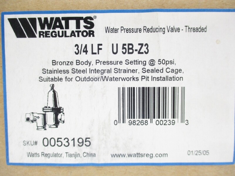 WATTS 3/4-LF-U5B-Z3 0053195 300PSI 160’F NSMP