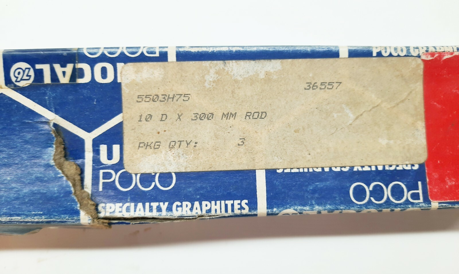 UNOCAL 5503H75 POCO EDM-3 GRAPHITE RODS 10 DIA X 300 mm – 3 PC – NEW – OLD STOCK