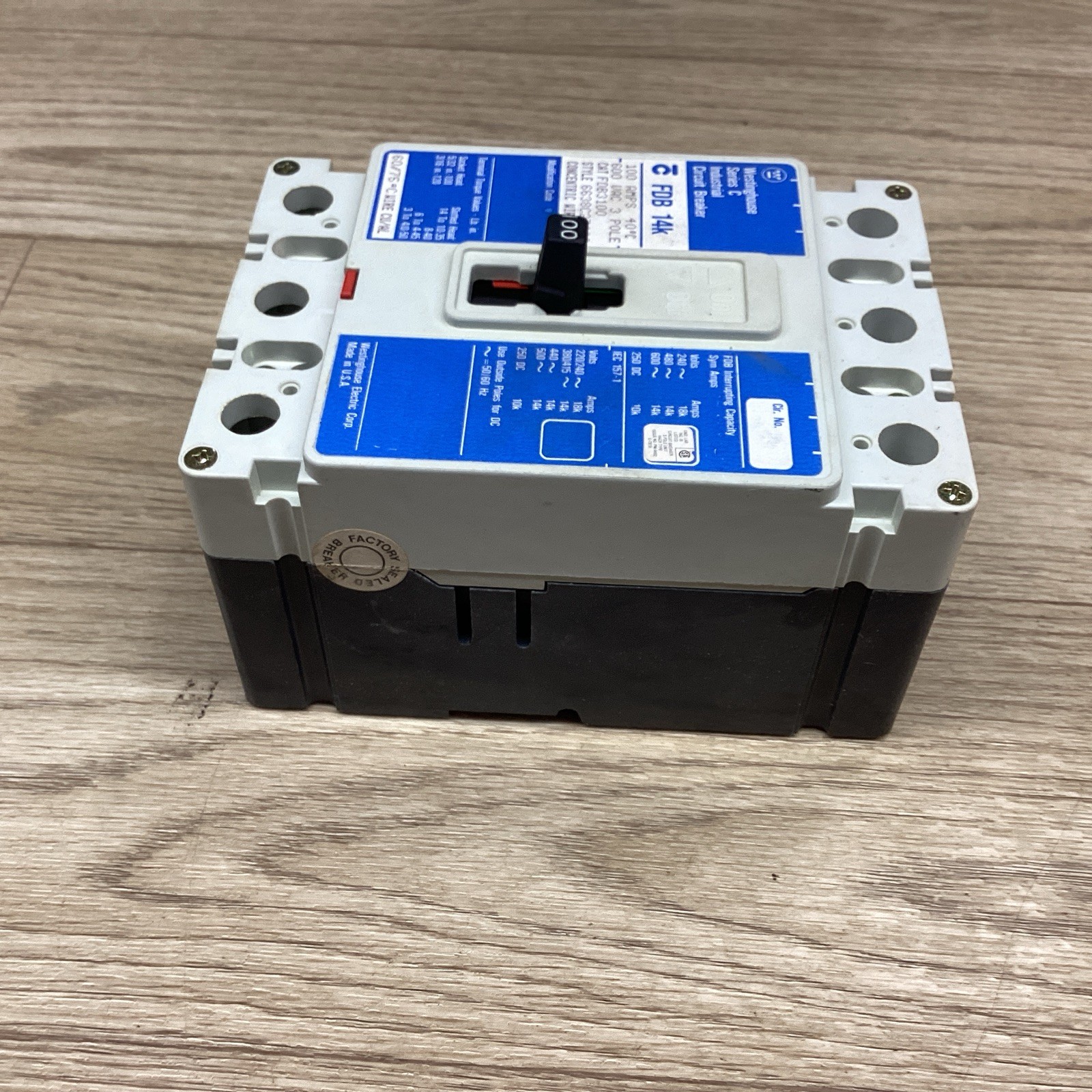 WESTINGHOUSE SER. C FDB 14K 100A 3P 600V FDB3100 CIRCUIT BREAKER #813D100PR6*CO