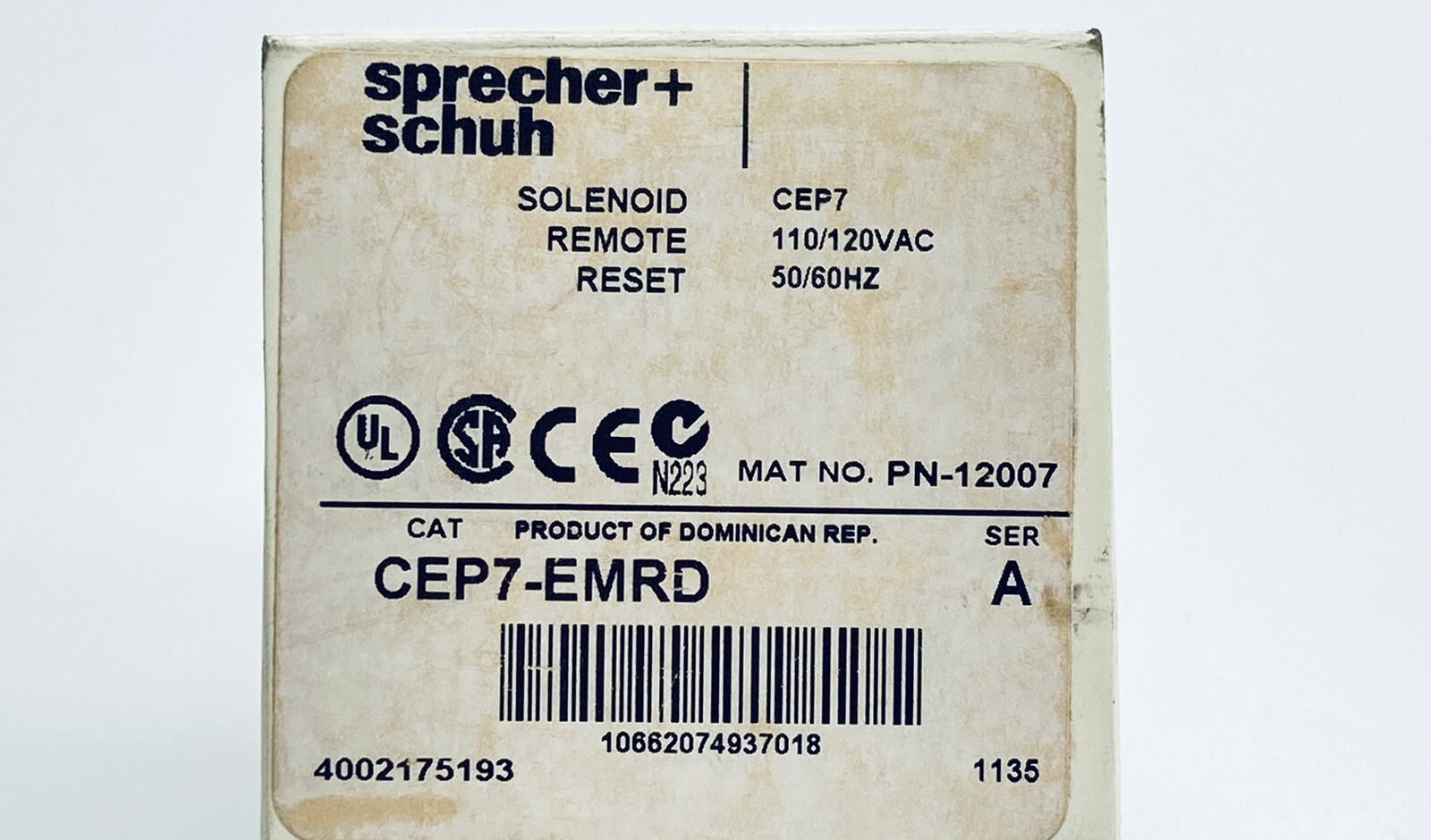 SPRECHER+SCHUH CEP7-EMRD REMOTE RESET SOLENOID 110/120VAC