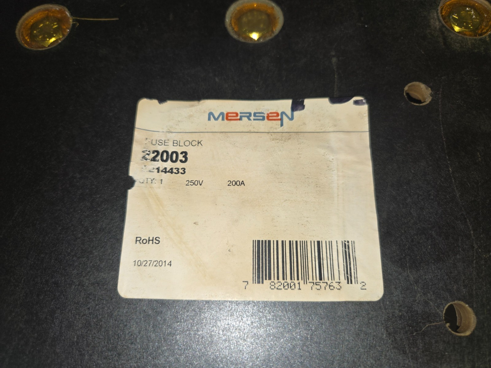 Ferraz Shawmut Mersen 22003 3-Pole Fuse Block 250V 200A NOS