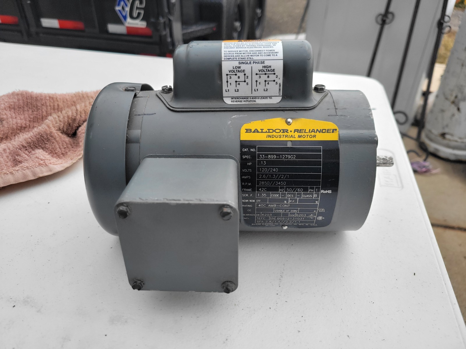 Baldor-Reliance industrial electric motor 0.13 Hp