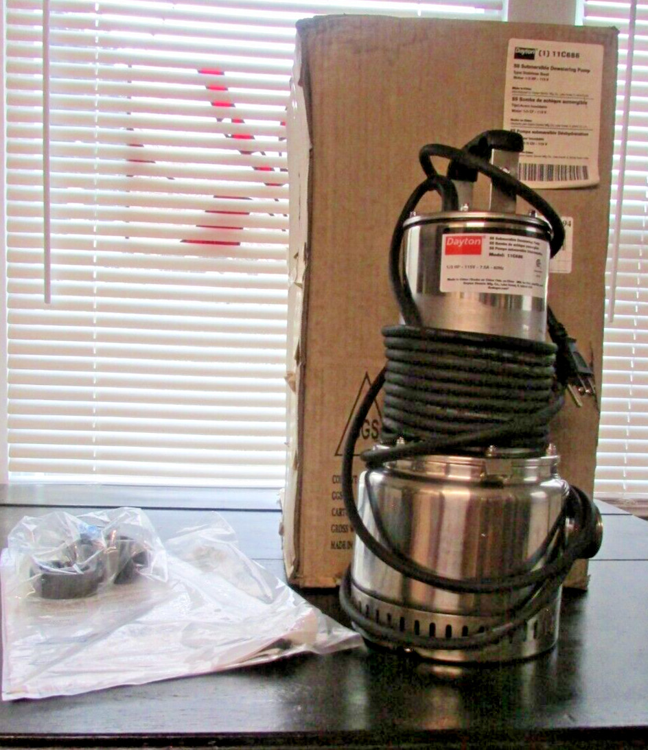 Dayton 11C686 Submersible Dewatering Pump 1/3HP 115V 75A 60Hz