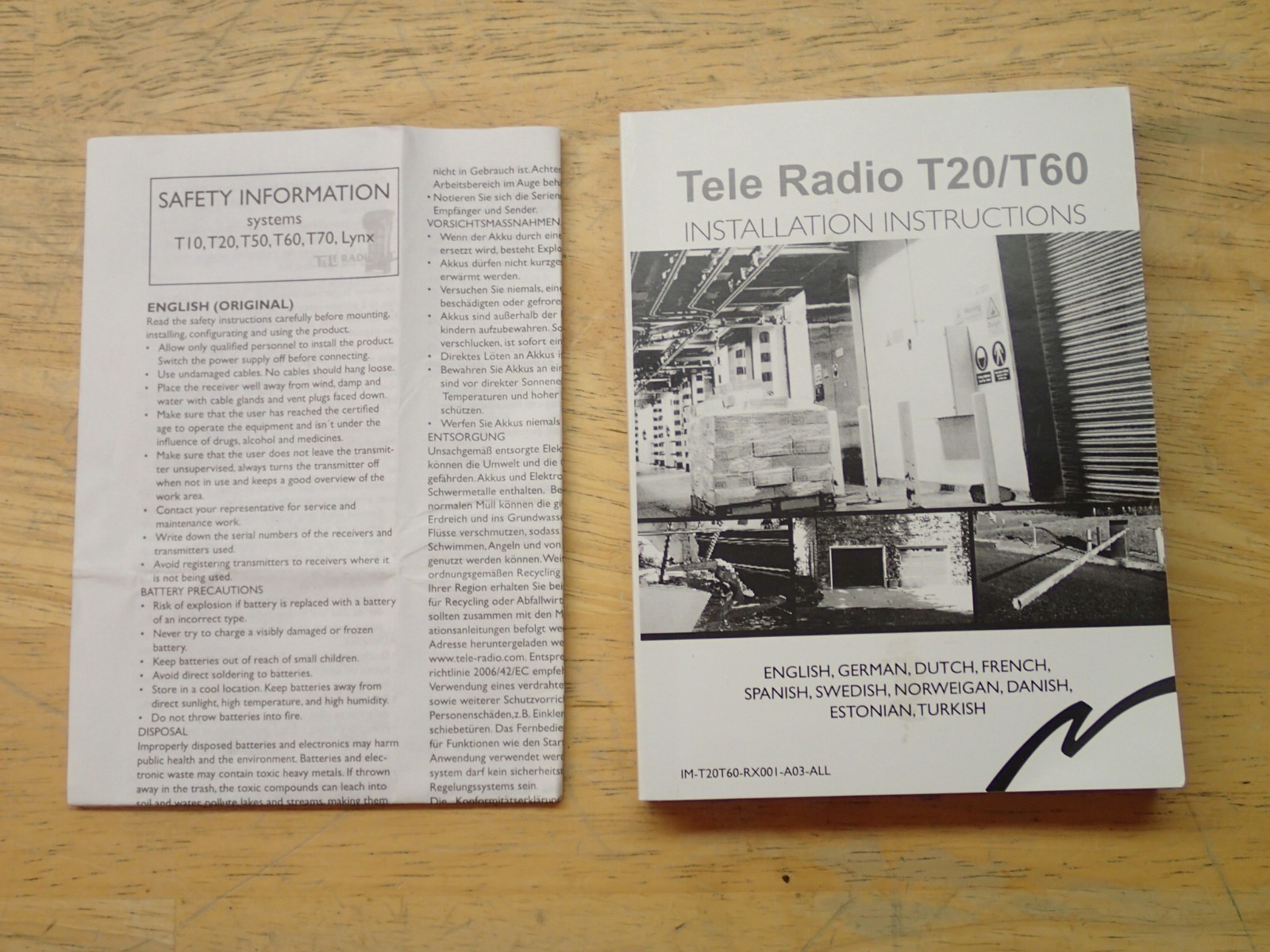 Tele Radio T60RX 02PTS Receiver & 3 Button Remote 433.92 Old Stock Unused Nice