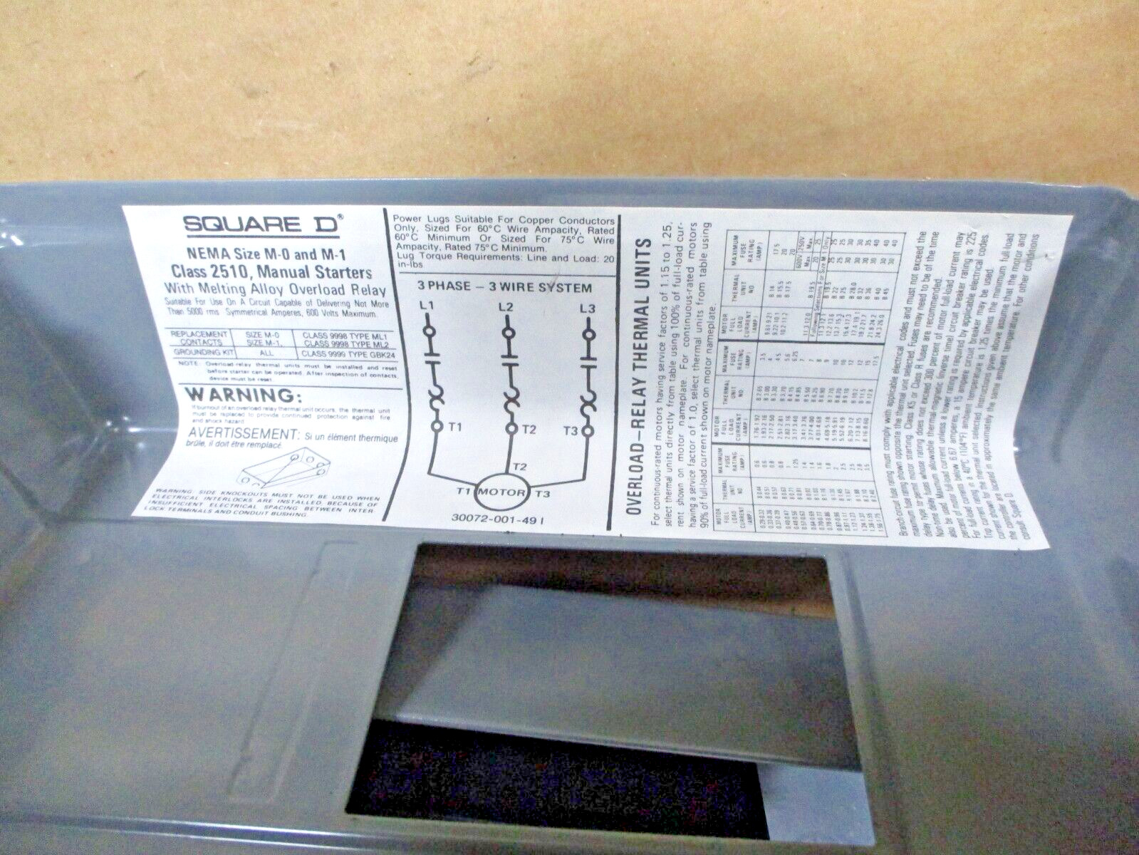 New Open Box Square D Gx AC Manual Starter 3PH 3 Pole 200-230V A7920WVS