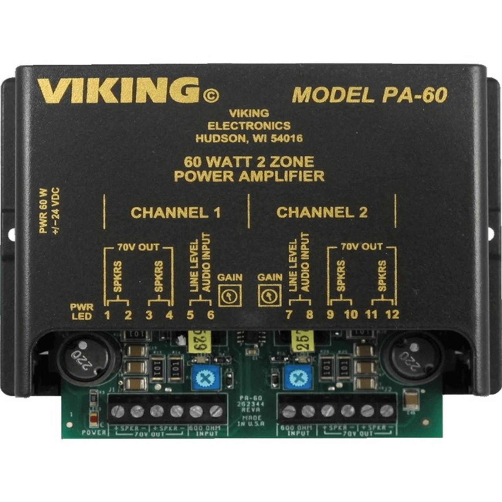 Viking Electronics – PA-60 – Viking Electronics 60 Watt Two Zone Amplifier