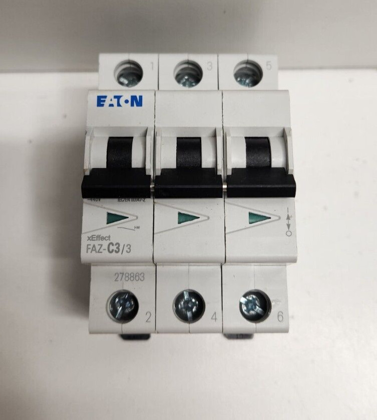 NEW OLD STOCK! EATON 3A 3-P 480Y/277V CIRCUIT BREAKER FAZ-C3/3