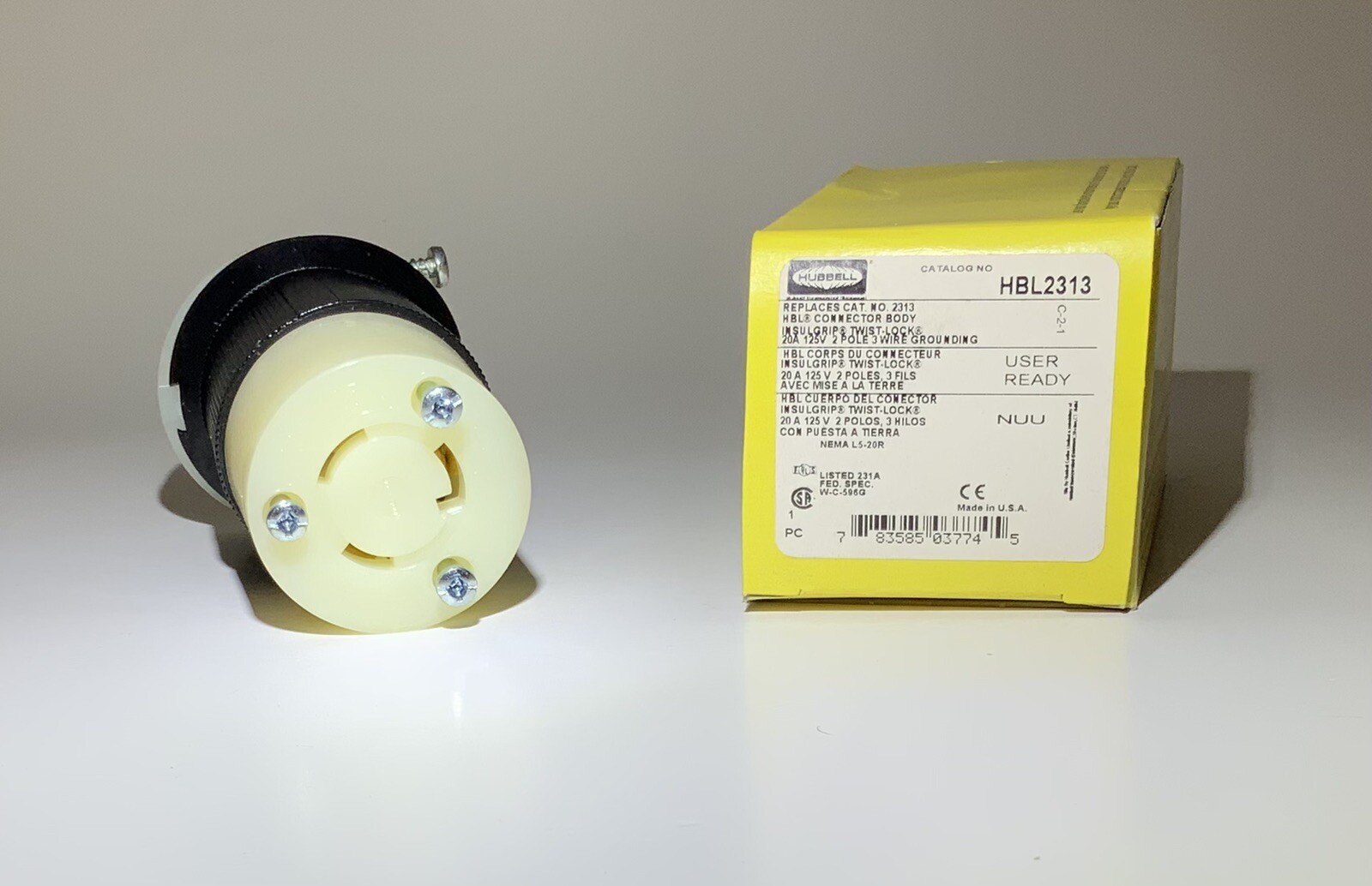 🔥 HUBBELL HBL2313 TWIST-LOCK CONNECTOR 20A 125V 2P 3W GRND NEMA L5-20R