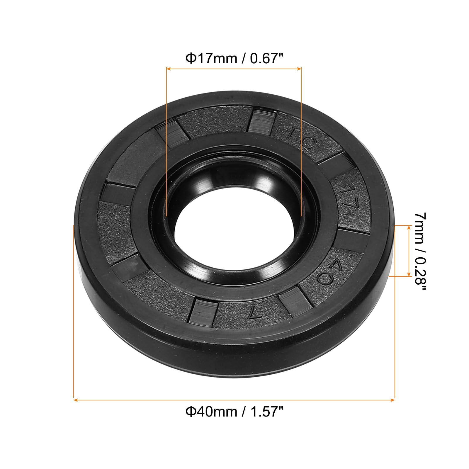 PATIKIL Oil Seal, TC 17mm x 40mm x 7mm Nitrile Rubber Cover x x