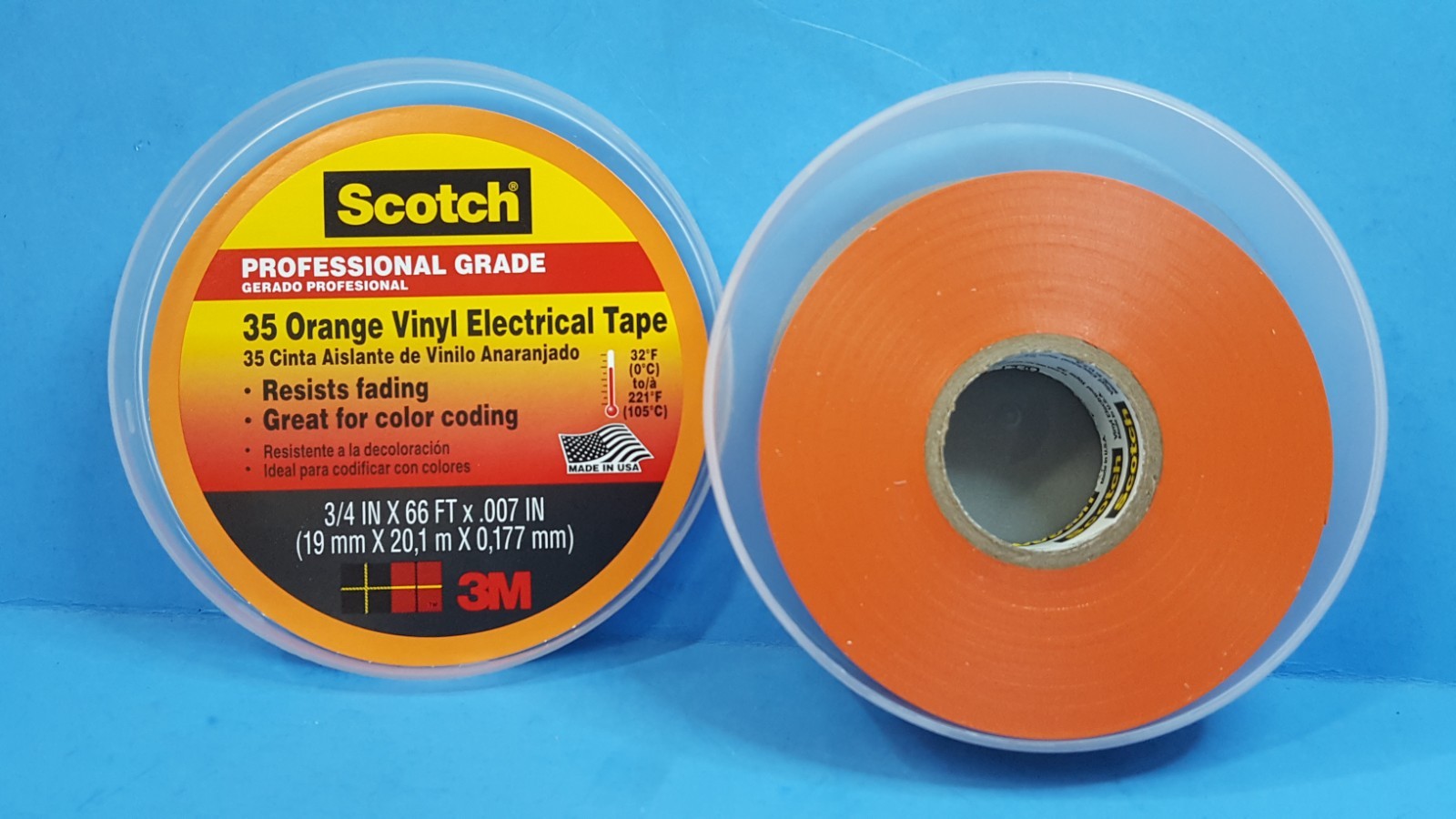 2 Rools-3M/SCOTCH, 35 Brown & Orange Vinyl Electrical Tape