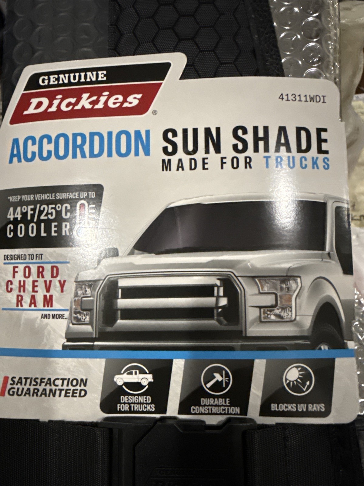 Genuine Dickies 41311WDI Truck Smoke Universal Accordian Sunshade Ford Chevy Ram