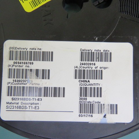 VISHAY SI2316BDS-T1-E3 Qty of 120 per Lot Trans MOSFET N-CH 30V 4.5A 3-Pin
