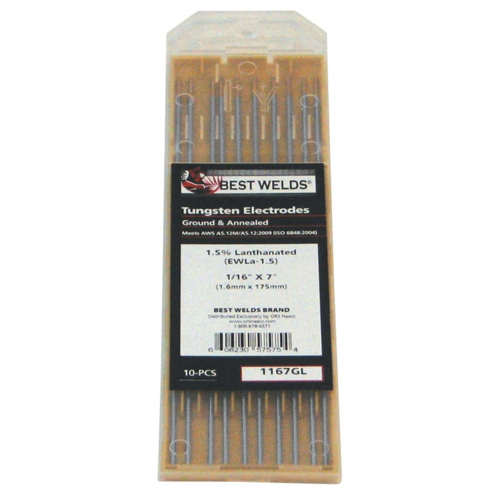 Best Welds – 1167GL – 1/16 X 7 1.5% LANTHANATED TUNGSTEN 10/PK, Pack