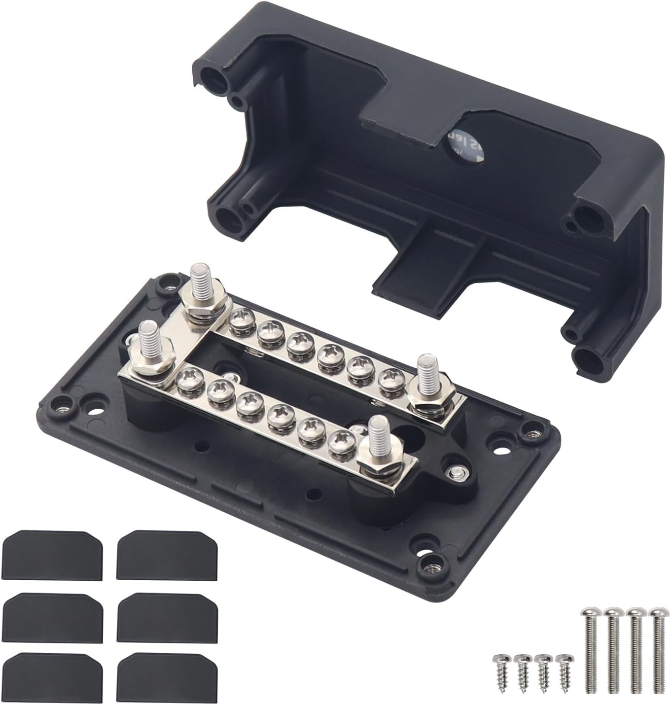 Battery Buss Bars 100A Heavy Duty 100A- 4X1/4"(M6)- Black&Red 2pack
