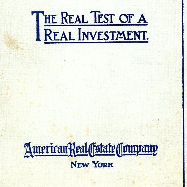1909 Results Real Test of Real Investment Booklet America Real Estate Co NY
