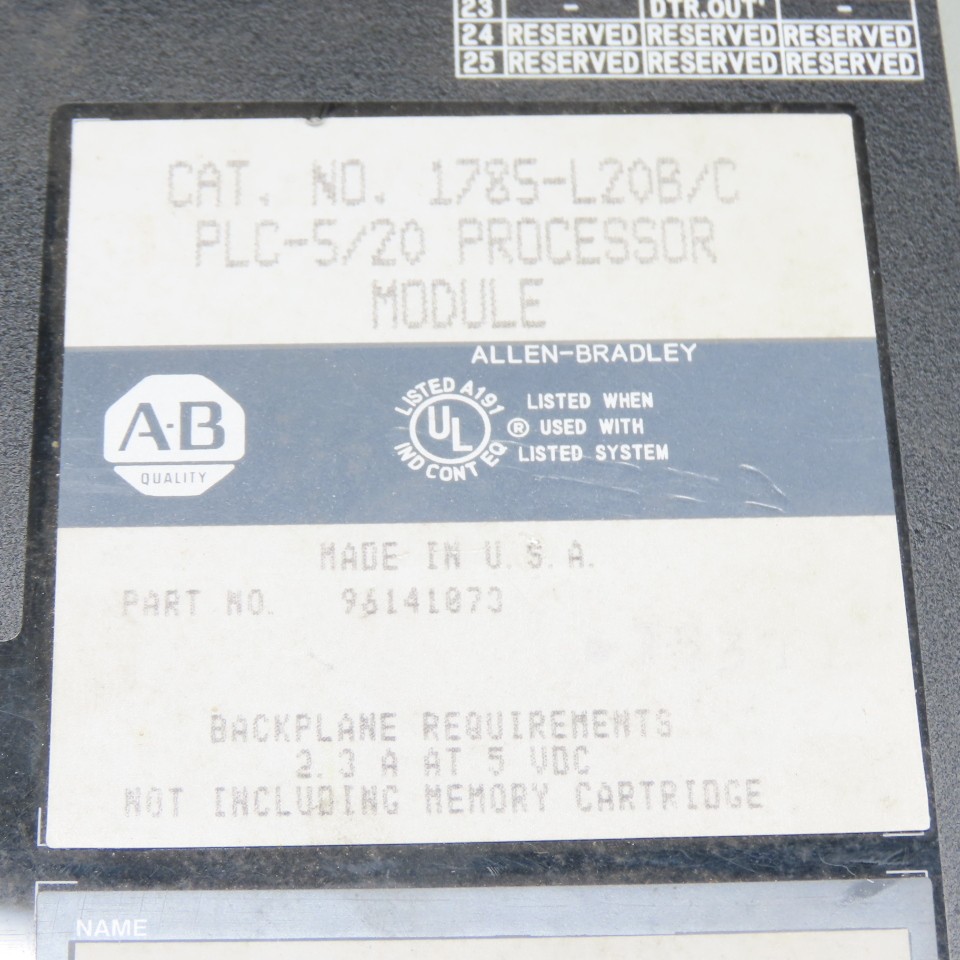 Allen-Bradley 1785-L20B/C PLC-5/20 Processor Module FW. Rev. B
